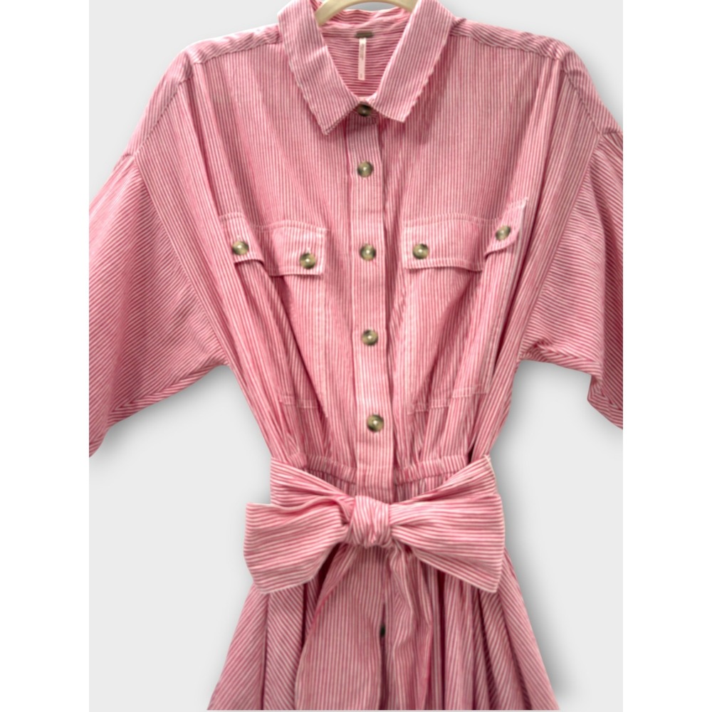 Free People Long Sleeve Tunic Shirt Dress Red Size S Old Money Picnic Americana - Picture 3 of 16